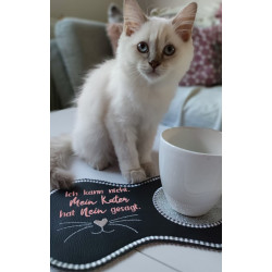 Stickdatei ITH - Mug Rug Spruch "Ich kann nicht. Meine Katze (mein Kater) hat nein gesagt."